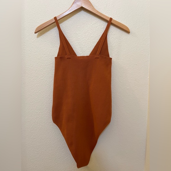 Wishlist Rust Ribbed Knit Bodysuit Women’s Medium SEE VIDEO - Picture 1 of 6